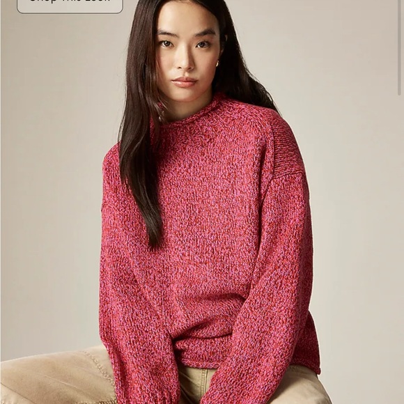 Women's Pink J Crew Marled 2025 Rollneck Sweater - Picture 2 of 2